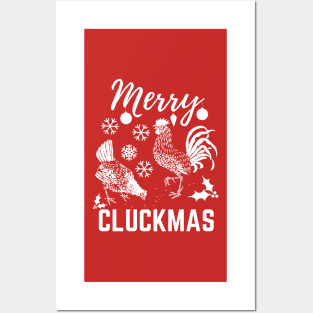 Merry Cluckmas Funny Christmas Chicken Vintage Pajama Gift For Family Posters and Art